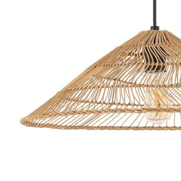 Nova 20.25" Farmhouse Coastal Rattan 180" Cord Plug-In or Hardwired LED Pendant - JONATHAN Y